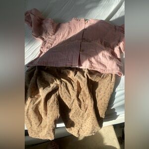 Next Kids Pink Shirt and Tan Pants Set